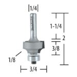 MAKITA 733120-1A FRESA CARBURO TUNGSTENO PARA REDONDEAR P/ROUTER ESPIGA 1/4" Ø3/4" LARGO 2" 2F - Image 2