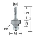 MAKITA 733120-0A FRESA CARBURO TUNGSTENO PARA REDONDEAR P/ROUTER ESPIGA 1/4" Ø7/8" LARGO 2" 2F - Image 2